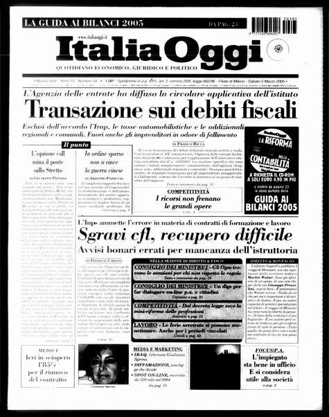 Italia oggi : quotidiano di economia finanza e politica